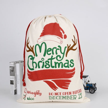 50x70cm Canvas Hessian Christmas Santa Sack Xmas Stocking Reindeer Kids Gift Bag - Zmart Australia