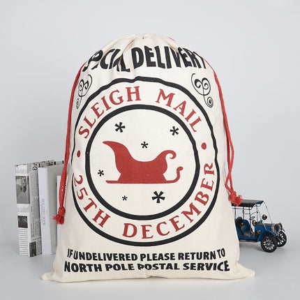 50x70cm Canvas Hessian Christmas Santa Sack Xmas Stocking Reindeer Kids Gift Bag - Zmart Australia