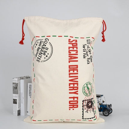 50x70cm Canvas Hessian Christmas Santa Sack Xmas Stocking Reindeer Kids Gift Bag - Zmart Australia