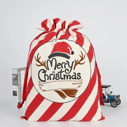 50x70cm Canvas Hessian Christmas Santa Sack Xmas Stocking Reindeer Kids Gift Bag - Zmart Australia