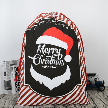 50x70cm Canvas Hessian Christmas Santa Sack Xmas Stocking Reindeer Kids Gift Bag - Zmart Australia