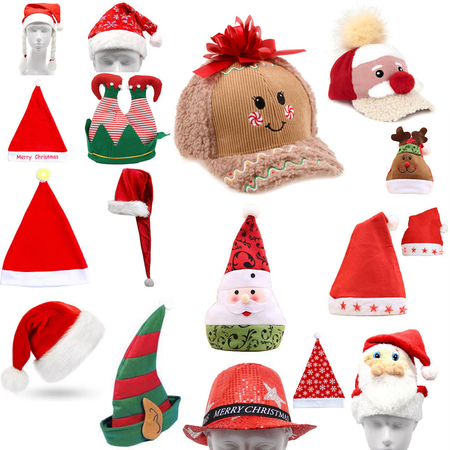 Christmas Unisex Adults Kids Novelty Hat Xmas Party Cap Santa Costume Dress Up