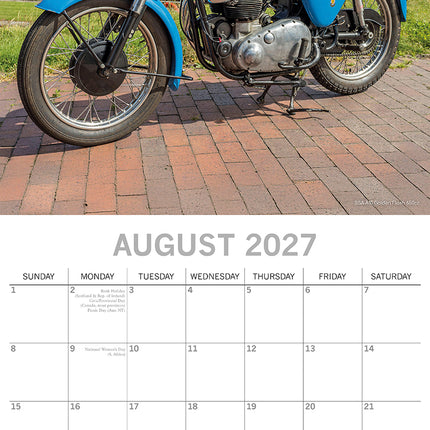 Classic Bikes 2027 Premium Square Wall Calendar August sample page