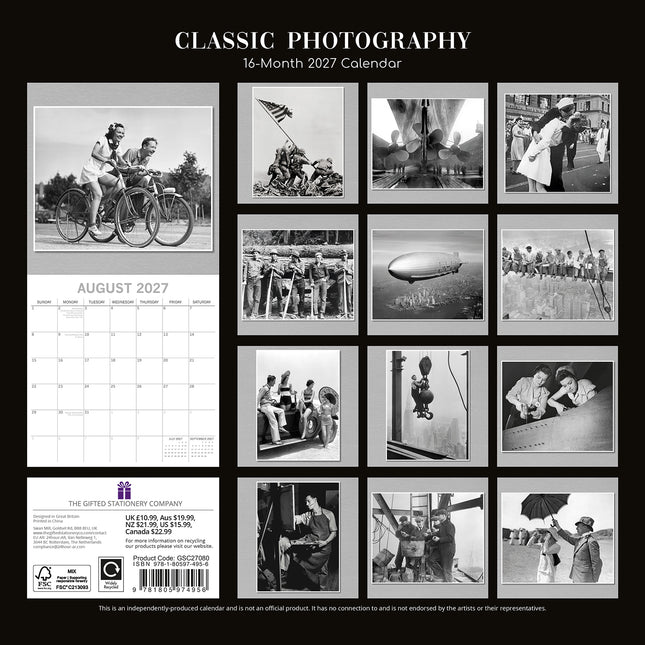 Classic Photography 2027 Premium Square Wall Calendar back cover