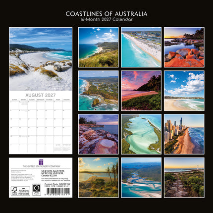 Coastlines of Australia 2027 Premium Square Wall Calendar back cover