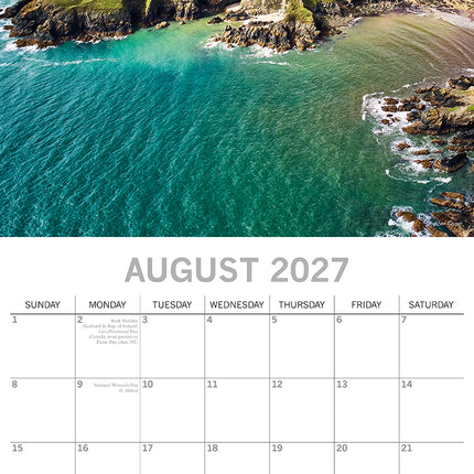 Coastlines of Ireland 2027 Premium Square Wall Calendar August sample page