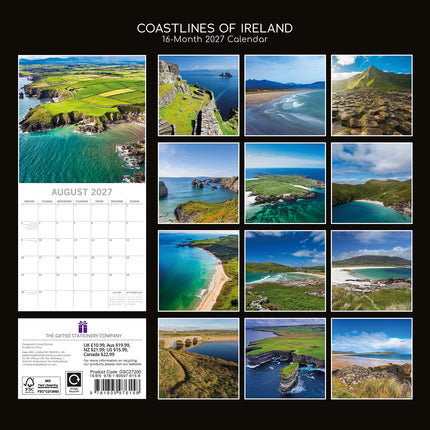 Coastlines of Ireland 2027 Premium Square Wall Calendar back cover