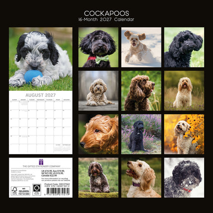 Cockapoos 2027 Premium Square Wall Calendar back cover