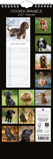 Cocker Spaniels 2027 Premium Slim Wall Calendar back cover
