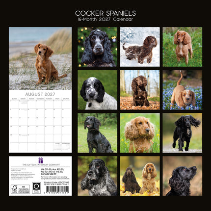 Cocker Spaniels 2027 Premium Square Wall Calendar back cover