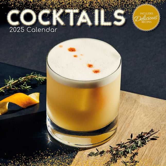 Cocktails 2025 Square Wall Calendar Food 16-Month Christmas Premium Planner Gift