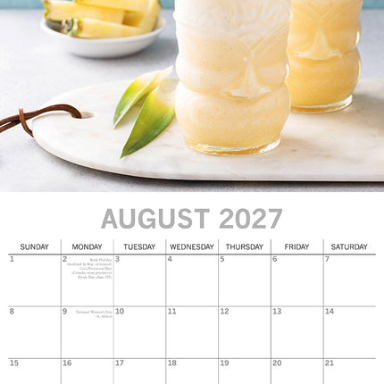 Cocktails 2027 Premium Square Wall Calendar August sample page