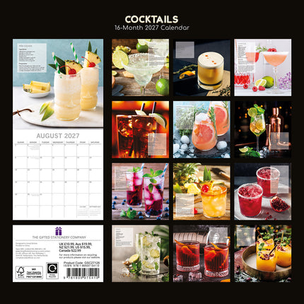 Cocktails 2027 Premium Square Wall Calendar back cover