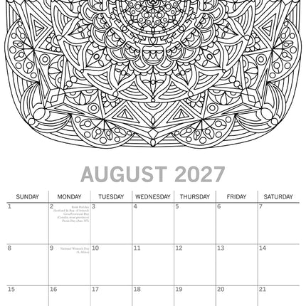 Colouring 2027 Premium Square Wall Calendar August sample page