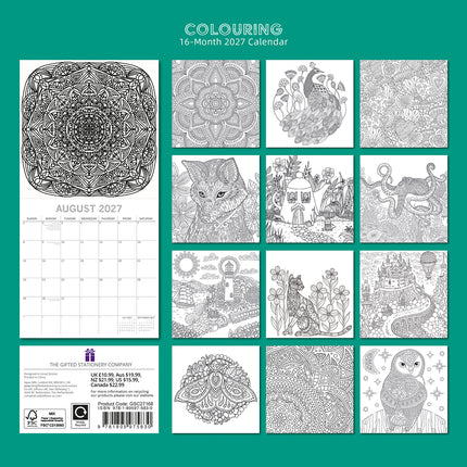 Colouring 2027 Premium Square Wall Calendar back cover