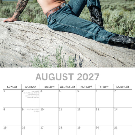 Cowboys 2027 Premium Square Wall Calendar August sample page