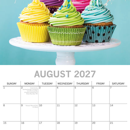 Cupcakes 2027 Premium Square Wall Calendar August sample page