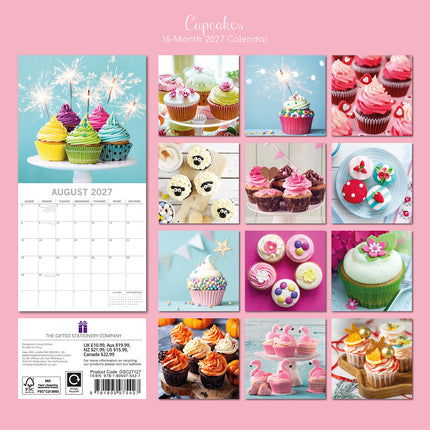 Cupcakes 2027 Premium Square Wall Calendar back cover