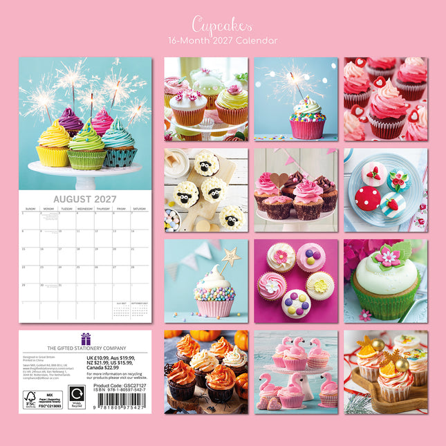 Cupcakes 2027 Premium Square Wall Calendar back cover