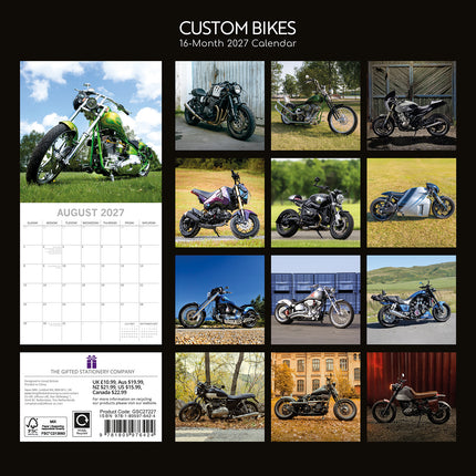 Custom Bikes 2027 Premium Square Wall Calendar back cover