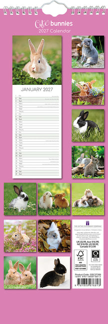 Cute Bunnies 2027 Premium Slim Wall Calendar back cover