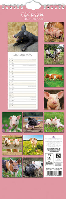 Cute Piggies 2027 Premium Slim Wall Calendar back cover