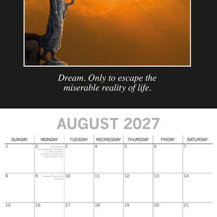 Demotivation 2027 Premium Square Wall Calendar August sample page