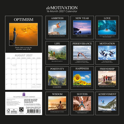 Demotivation 2027 Premium Square Wall Calendar back cover
