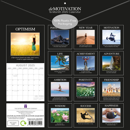 Demotivation - 2025 Square Wall Calendar 16 Months Premium Planner New Year Gift