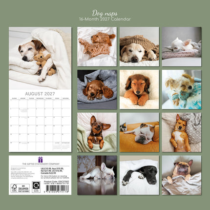 Dog Naps 2027 Square Wall Calendar back cover