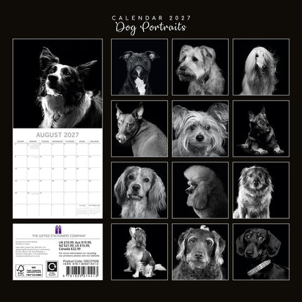 Dog Portraits 2027 Premium Square Wall Calendar back cover