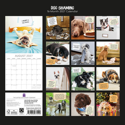 Dog Shaming 2027 Premium Square Wall Calendar back cover