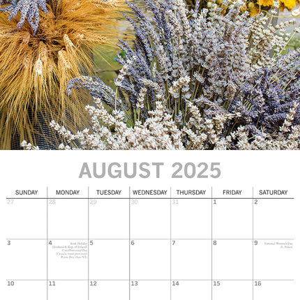 Dried Flowers - 2025 Square Wall Calendar Floral 16 Months Premium Planner Gift