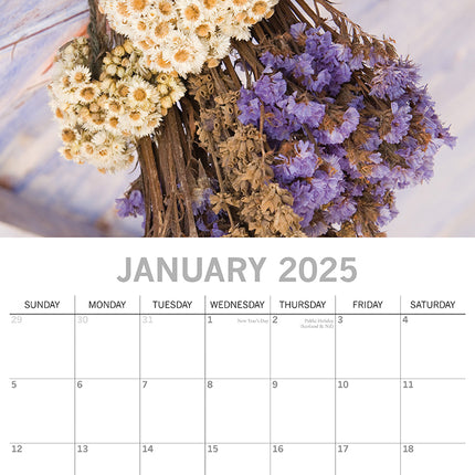 Dried Flowers - 2025 Square Wall Calendar Floral 16 Months Premium Planner Gift