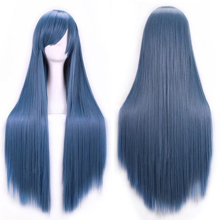 New 80cm Straight Sleek Long Full Hair Wigs w Side Bangs Cosplay Costume Womens - Zmart Australia