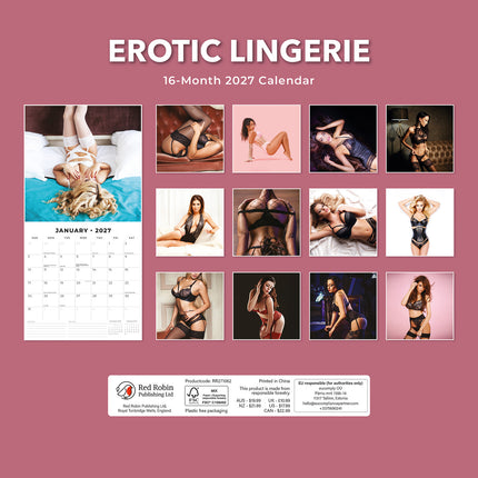 Erotic Lingerie 2027 square wall calendar - back cover