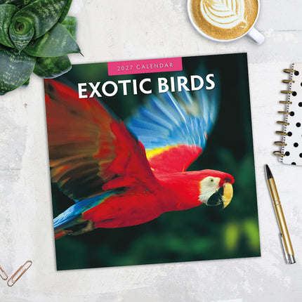 Exotic Birds 2027 square wall calendar - image detail