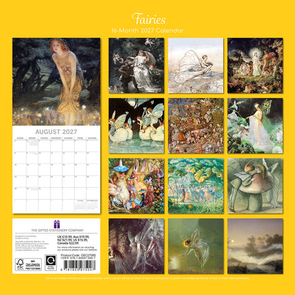 Fairies 2027 Premium Square Wall Calendar back cover