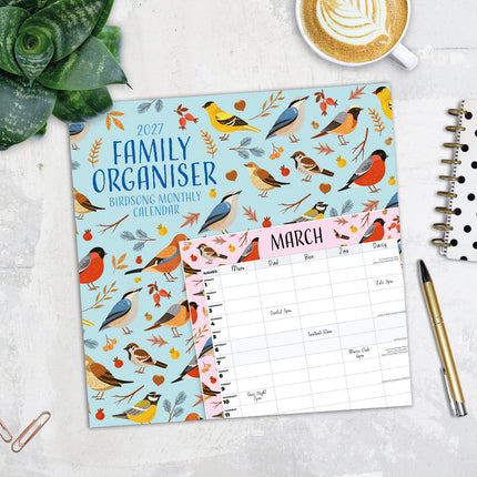 Birdsong Family Home Organiser 2027 square wall calendar - image detail