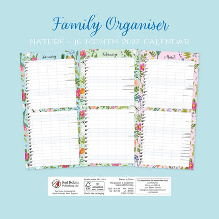 Family Organiser - Nature 2027 square wall calendar - back cover