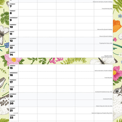 Family Organiser - Nature 2027 square wall calendar - monthly calendar spread