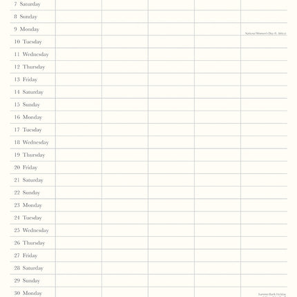 Wild Harmony Family Organiser 2027 Premium Square Wall Calendar August sample page