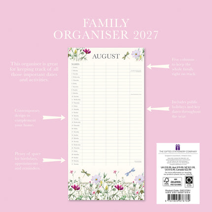 Wild Harmony Family Organiser 2027 Premium Square Wall Calendar back cover