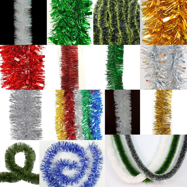 5x 2.5m Christmas Tinsel Xmas Garland Sparkly Snowflake Party Natural Home Decor - Zmart Australia