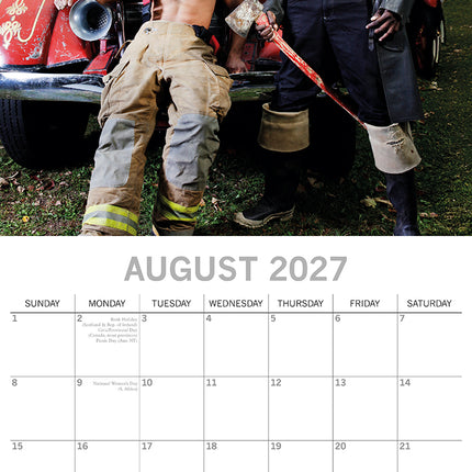 Firefighters 2027 Premium Square Wall Calendar August sample page