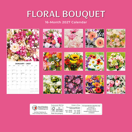 Floral Bouquet 2027 square wall calendar - back cover