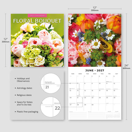 Floral Bouquet 2027 square wall calendar - product specifications