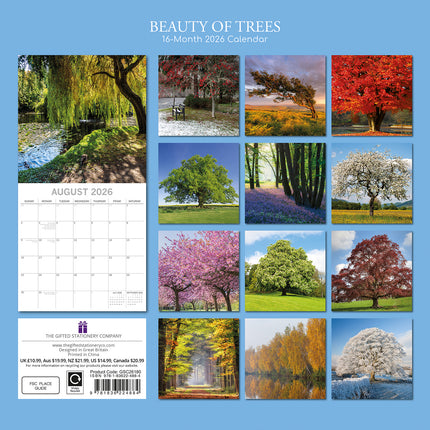 Beauty of Trees - 2026 Square Wall Calendar 16 Months Home Garden Planner Gift