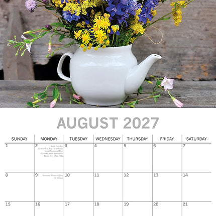 Floral Collection 2027 Premium Square Wall Calendar August sample page
