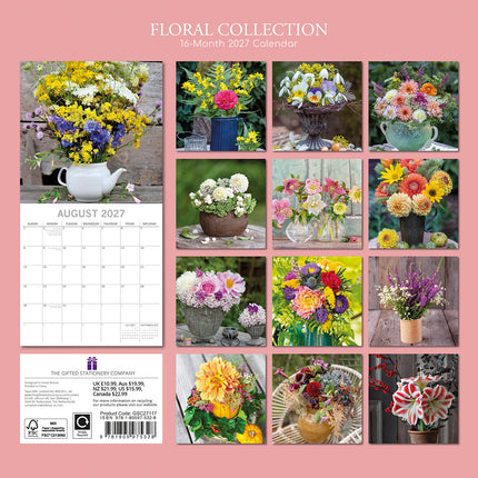 Floral Collection 2027 Premium Square Wall Calendar back cover